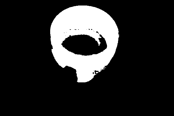 Cup of coffee: genuine candidate 2 binary segmentation mask; white pixels are foreground
