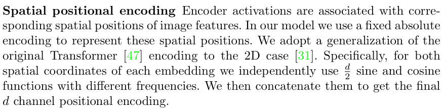 Original DETR paper excerpt related to encode two normalized spatial coordinates (PDF page 23).