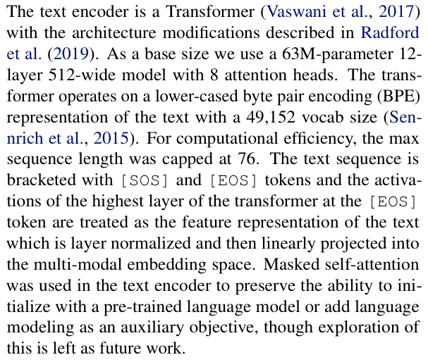 Original clip paper excerpt related to bracket token IDs and keep EOT inside the context (PDF page 5).