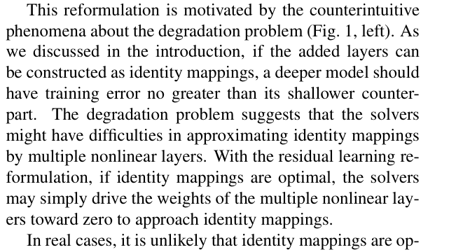 Original deep residual learning paper excerpt related to keep identity shortcuts only when shapes match (PDF page 3).