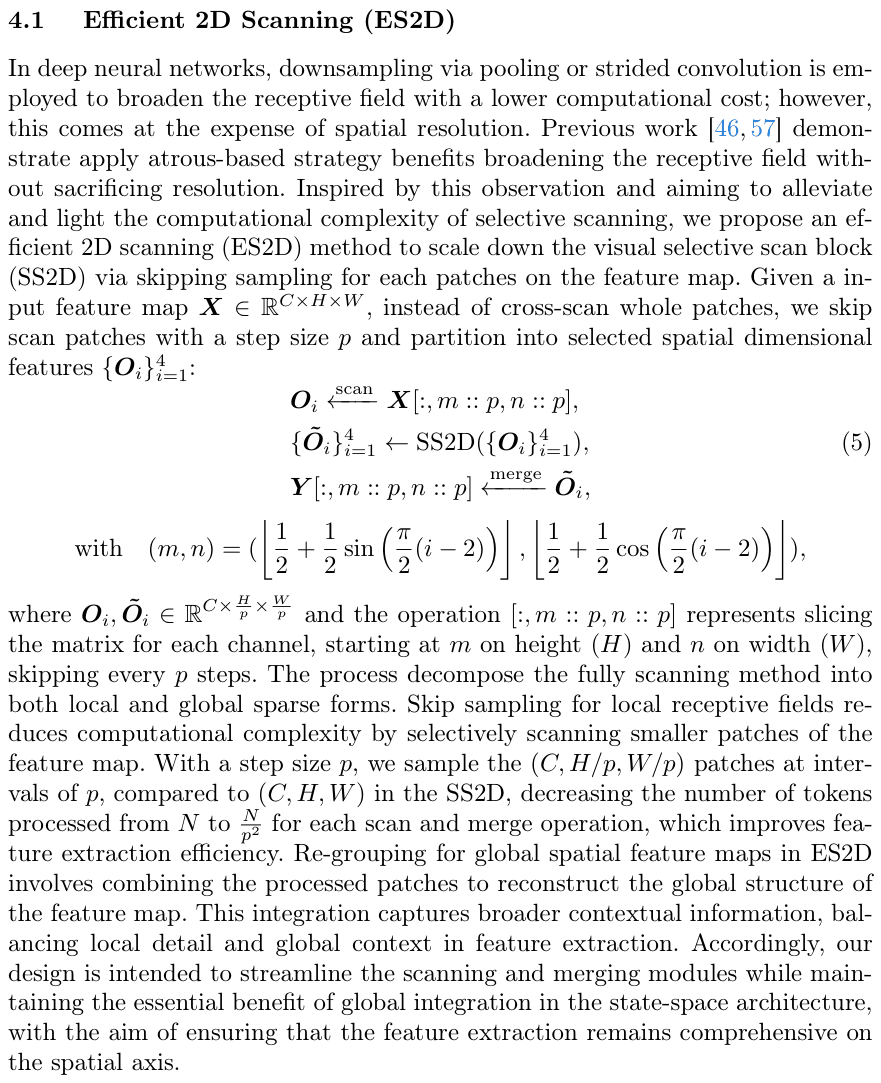 Original ES2D equation showing spatial slicing, state processing and scatter into the original feature coordinates.