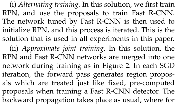 Original faster rcnn paper excerpt related to classify regions and refine the correct foreground class (PDF page 6).