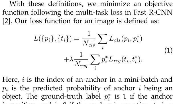 Original faster rcnn paper excerpt related to train objectness everywhere sampled, geometry only on positives (PDF page 5).