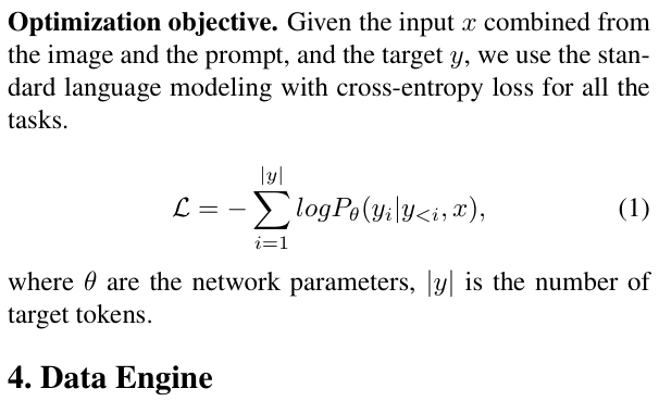 Original florence 2 paper excerpt related to shift decoder inputs once, then ignore padding in the loss (PDF page 4).