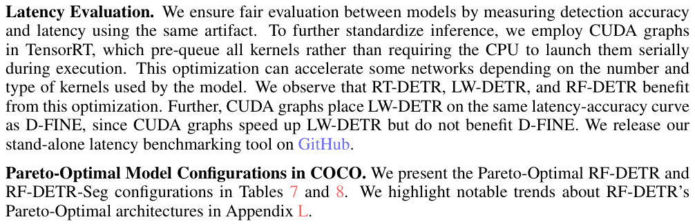 Original rf detr paper excerpt related to compare operating points only within one task and protocol (PDF page 15).