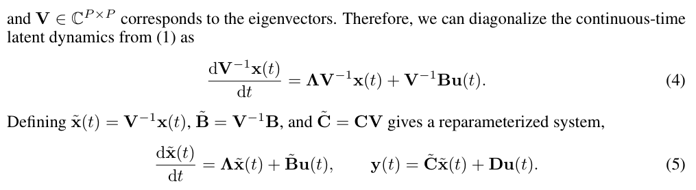 Original S5 paper: Eigenbasis transformation of dense input and output projections.