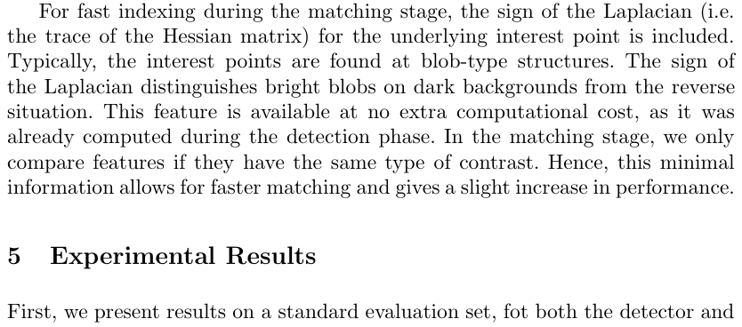 Original surf paper excerpt related to gate by trace sign and reject ambiguous neighbors (PDF page 9).