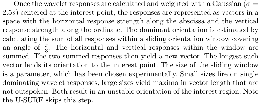 Original surf paper excerpt related to estimate orientation in a separate helper (PDF page 7).