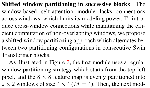 Original swin transformer paper excerpt related to keep both V1 residual branches pre-normalized (PDF page 4).