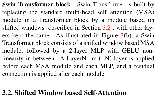 Original swin transformer paper excerpt related to partition the grid and retain an exact inverse (PDF page 4).