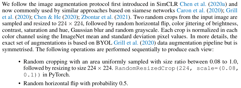Original vicreg paper excerpt related to sample two augmented views (PDF page 16).