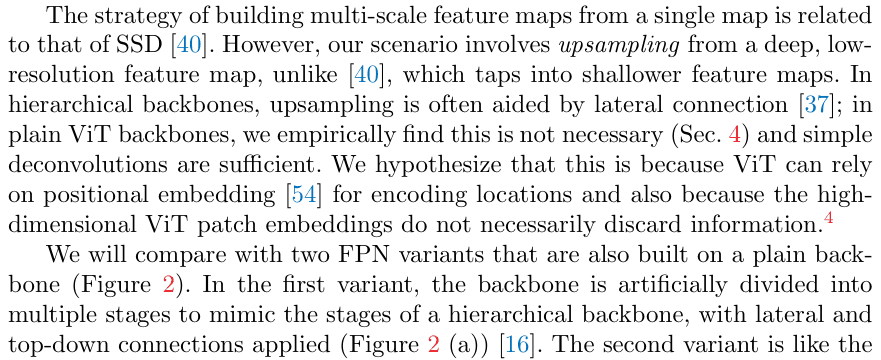 Original vit object detection paper excerpt related to keep patch-16 geometry and adapt positions (PDF page 5).