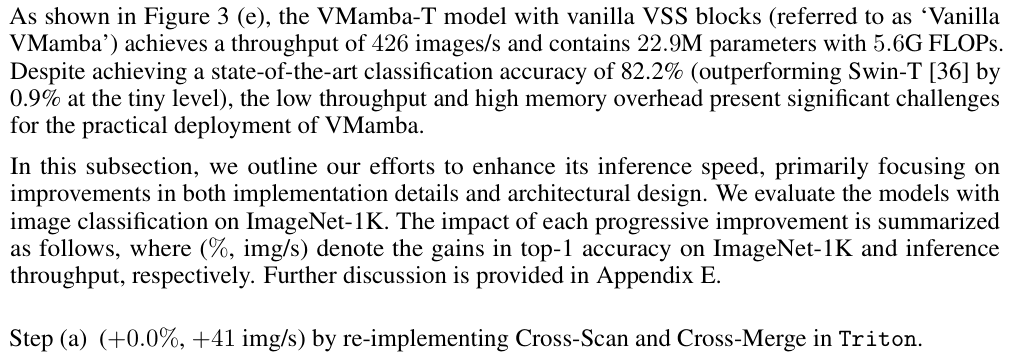 Original vmamba paper excerpt related to stack the blocks into a hierarchical image backbone (PDF page 5).