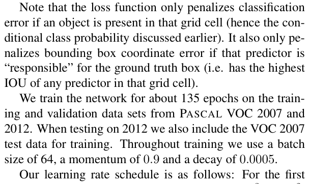 Original yolo paper excerpt related to regress only the responsible box (PDF page 4).