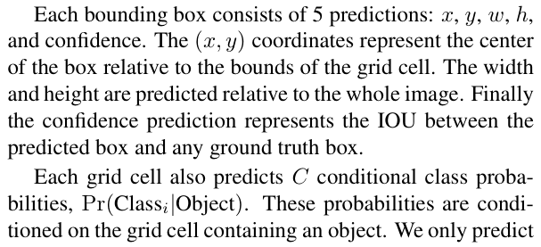 Original yolo paper excerpt related to decode cell offsets into image coordinates (PDF page 2).