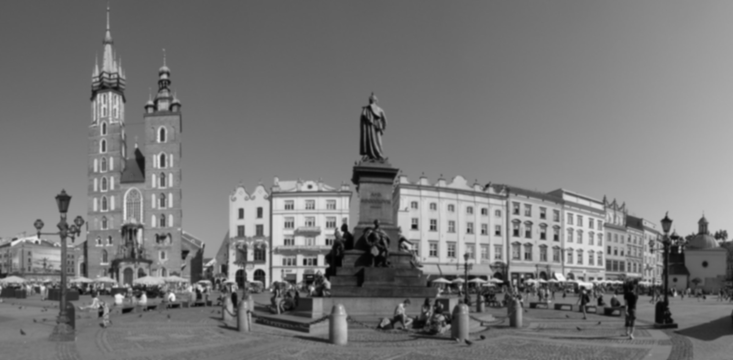 the same photo, grey and blurred